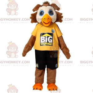 Costume de mascotte BIGGYMONKEY™ de hibou d'oiseau marron et