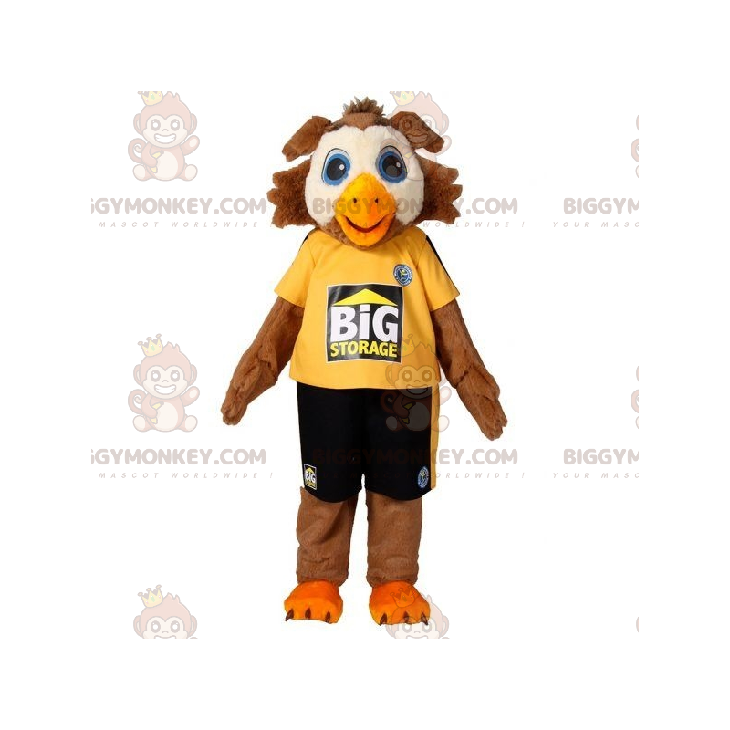 Costume mascotte BIGGYMONKEY™ gufo uccello bianco e marrone -