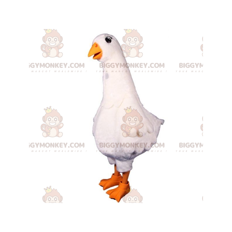 Traje de mascote de ganso gigante branco e laranja BIGGYMONKEY™