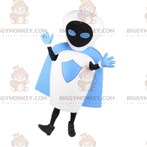 BIGGYMONKEY™ Valkoinen musta ja sininen robotti-maskottiasu ja