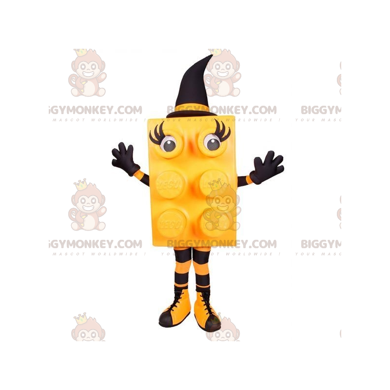 Costume da mascotte BIGGYMONKEY™ pezzo Lego arancione e nero