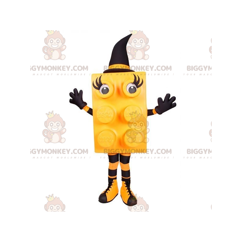 Orange og sort Lego Piece BIGGYMONKEY™ maskotkostume med hat -