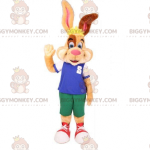 BIGGYMONKEY™ Mascot Costume Beige Brown White Bunny With