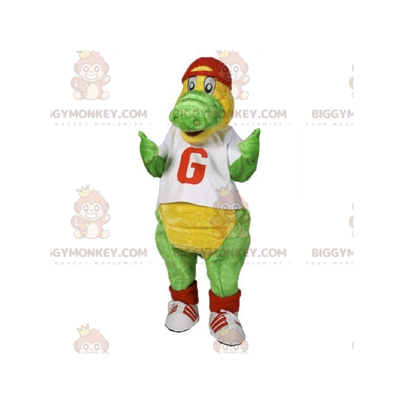 Costume de mascotte BIGGYMONKEY™ de crocodile vert et jaune