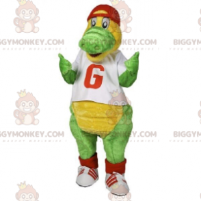 Costume de mascotte BIGGYMONKEY™ de crocodile vert et jaune