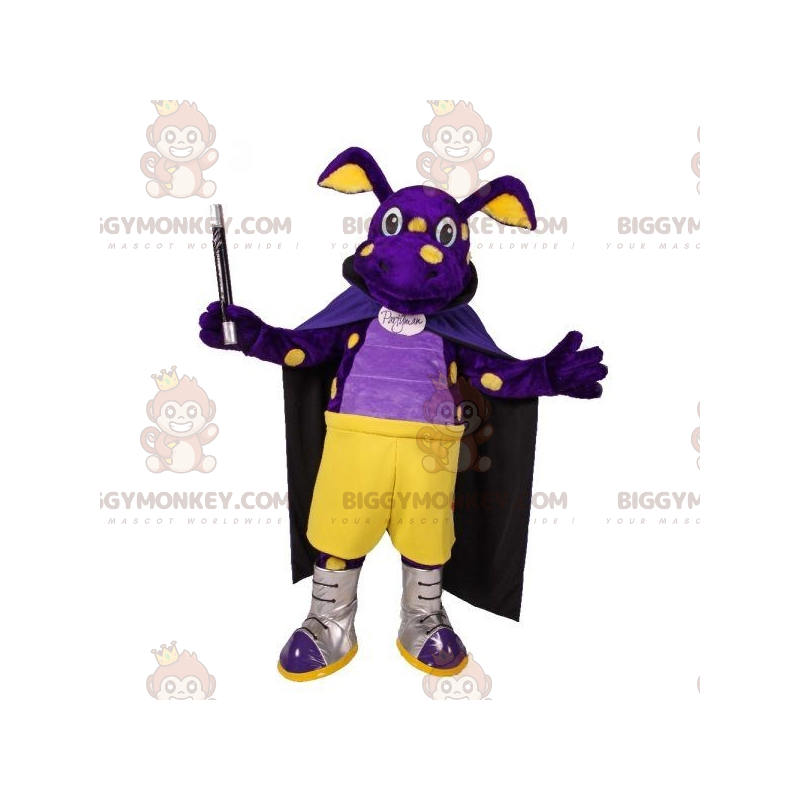 Purppura ja keltainen olento Dragon BIGGYMONKEY™ maskottiasu -