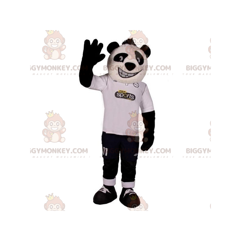 Costume de mascotte BIGGYMONKEY™ de panda blanc et noir très