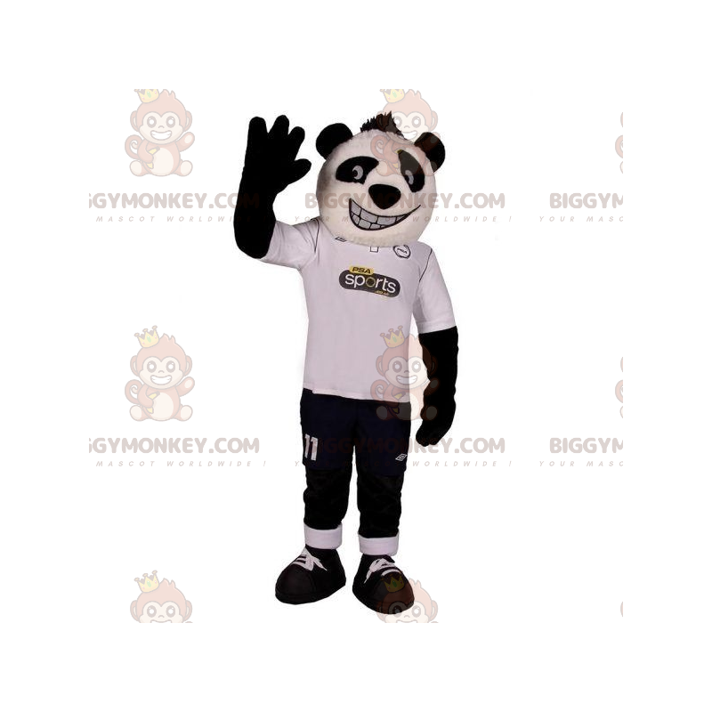 Very Smiling White and Black Panda BIGGYMONKEY™ Mascot Costume