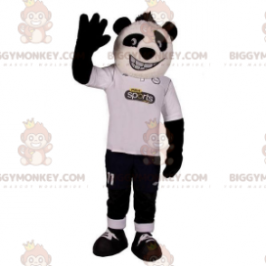 Disfraz de mascota Panda blanco y negro muy sonriente