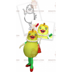 Costume de mascotte BIGGYMONKEY™ de poire verte souriante et