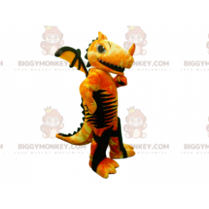 BIGGYMONKEY™ Costume da mascotte Drago giallo rosso e nero con