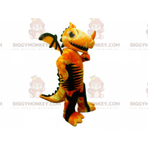 Costume de mascotte BIGGYMONKEY™ de dragon jaune rouge et noir
