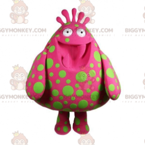 BIGGYMONKEY™ Big Monster roze groene polkadot mascottekostuum -
