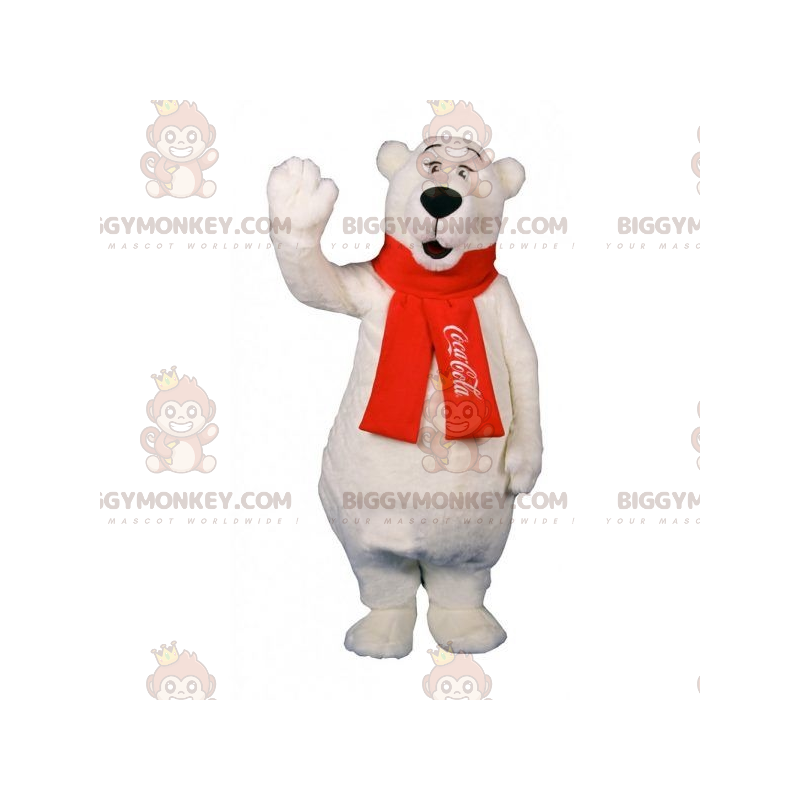 Fato de mascote de urso polar BIGGYMONKEY™ muito macio. Coca