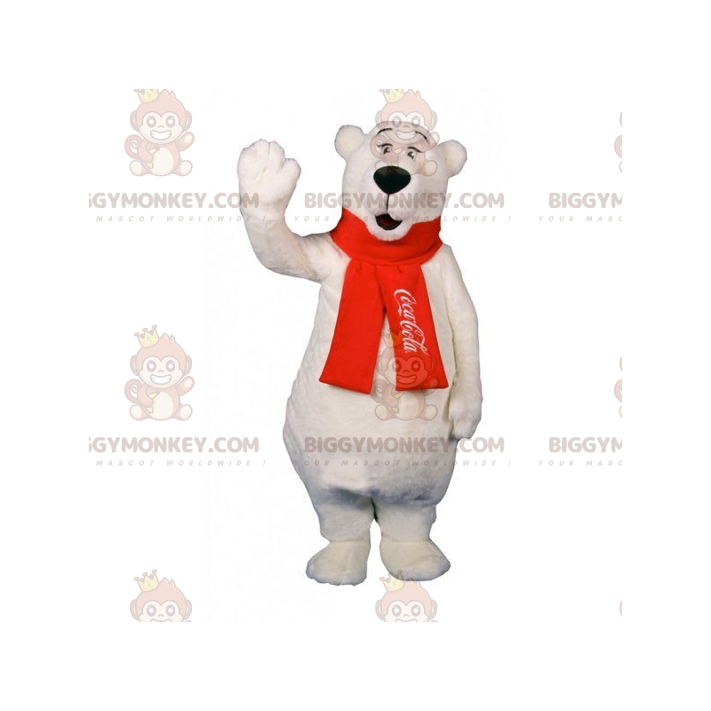 Meget blød isbjørn BIGGYMONKEY™ maskot kostume. Coca Cola hvid