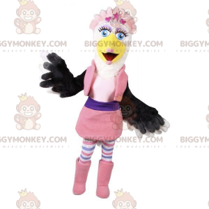 Colorful and feminine ostrich BIGGYMONKEY™ mascot costume. big