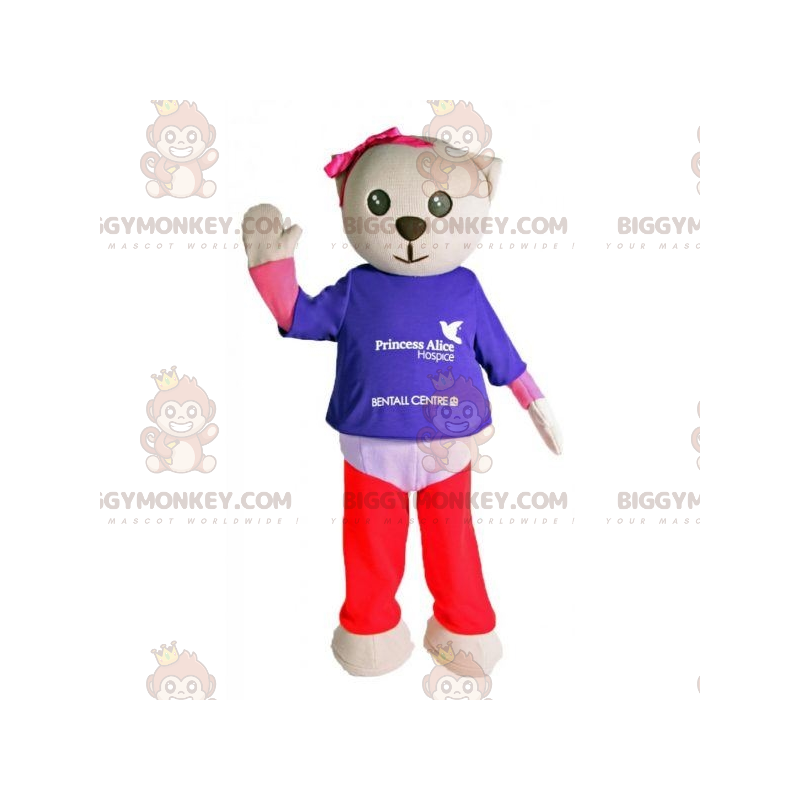 Traje de mascote de gato cinza BIGGYMONKEY™ com roupas