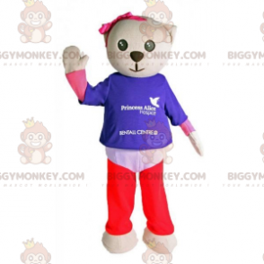 Traje de mascote de gato cinza BIGGYMONKEY™ com roupas