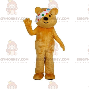 Kostým hnědého Teddyho BIGGYMONKEY™ maskota s páskou přes oči –