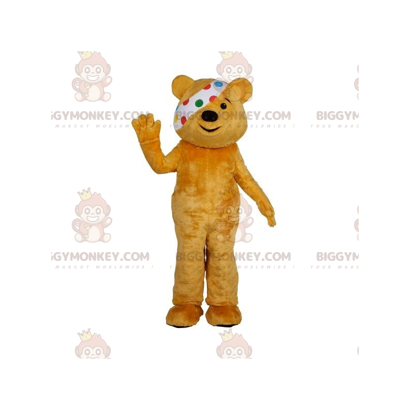 Braunes Teddy BIGGYMONKEY™ Maskottchenkostüm mit Augenklappe -