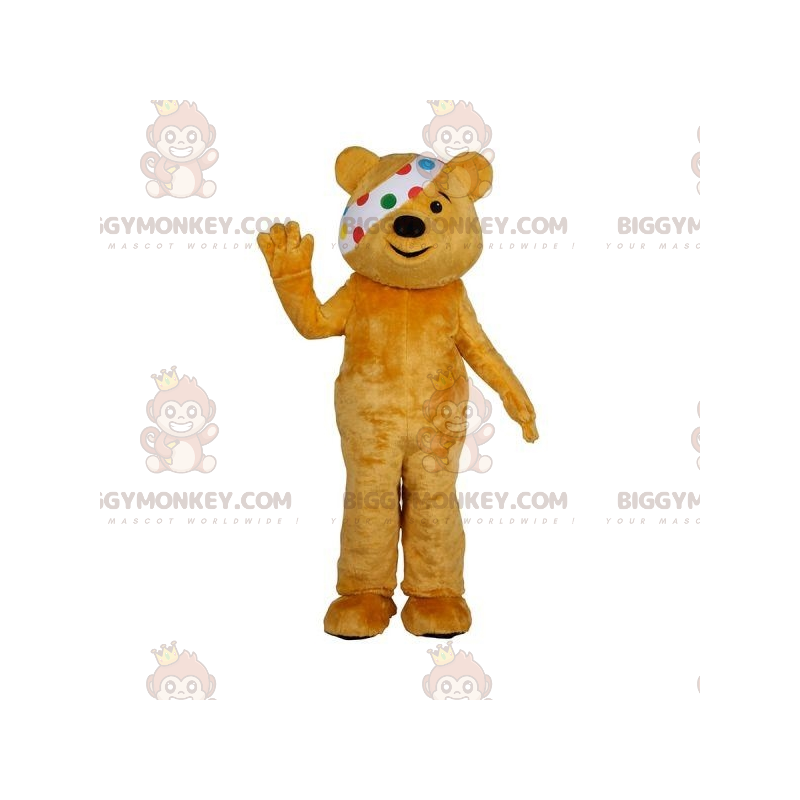 Bruin Teddy BIGGYMONKEY™ mascottekostuum met ooglapje -