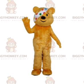 Braunes Teddy BIGGYMONKEY™ Maskottchenkostüm mit Augenklappe -