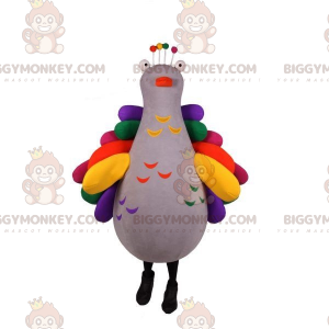 Bardzo kolorowy kostium maskotki gołębia pawia BIGGYMONKEY™.