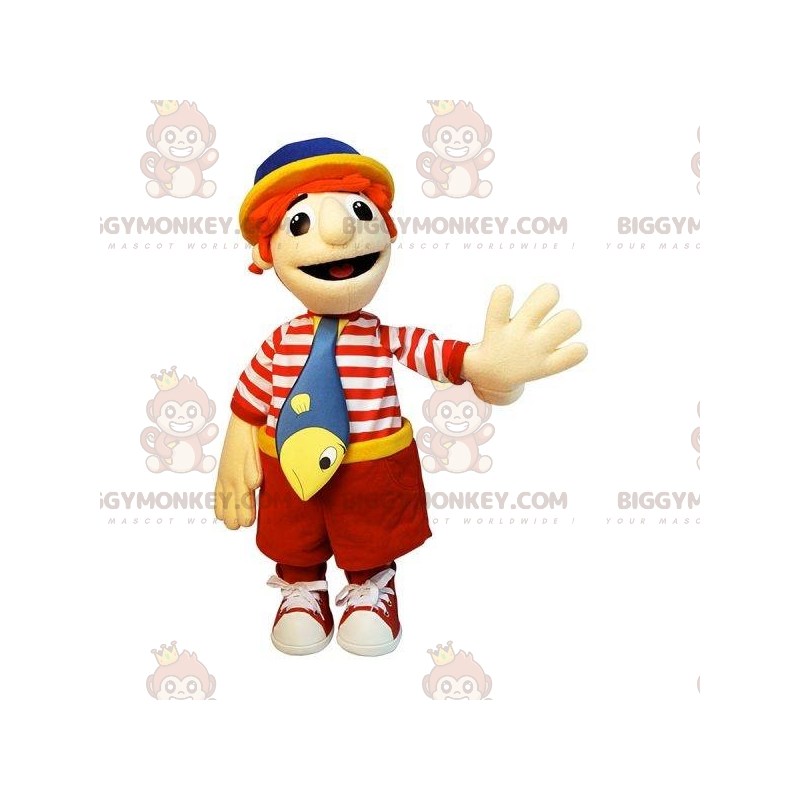 Smiling Snowman BIGGYMONKEY™ Mascot Costume With Tie And Sailor