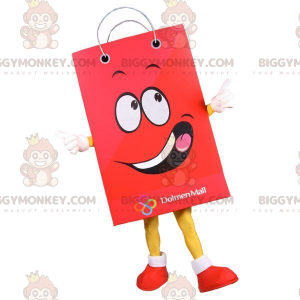 Kæmpe papirpose BIGGYMONKEY™ maskotkostume. Rød indkøbspose -