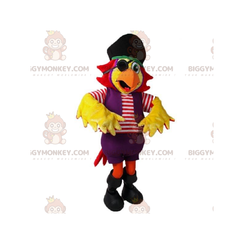 BIGGYMONKEY™ mascottekostuum gele papegaai in piratenoutfit -