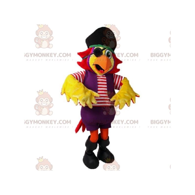 Traje de mascote BIGGYMONKEY™ Papagaio amarelo com roupa de