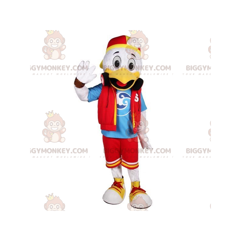 BIGGYMONKEY™ Costume da mascotte Anatra bianca e gialla in