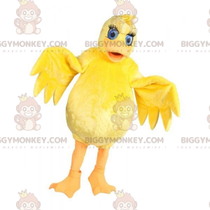 Traje de mascote BIGGYMONKEY™ de pintainho amarelo gordo e