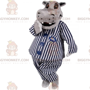 Disfraz de mascota BIGGYMONKEY™ de hipopótamo gris en pijama.