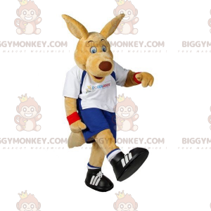 Traje de mascote BIGGYMONKEY™ bege canguru em roupas esportivas