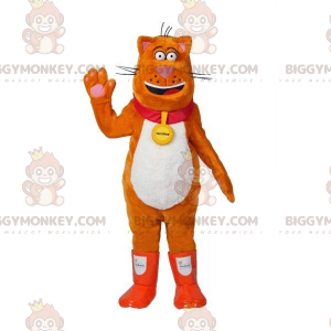 Costume da mascotte BIGGYMONKEY™ gatto arancione e bianco con