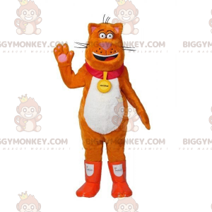 Traje de mascote de gato laranja e branco BIGGYMONKEY™ com