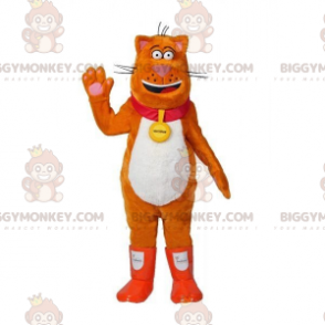 Costume de mascotte BIGGYMONKEY™ de chat orange et blanc avec