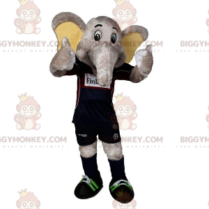 BIGGYMONKEY™ Μασκότ Κοστούμι Γκρι Ελέφαντας με αθλητικά ρούχα -