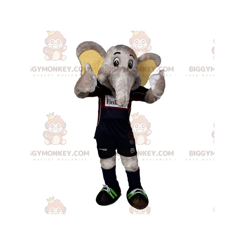 BIGGYMONKEY™ Mascottekostuum Grijze olifant in sportkleding -