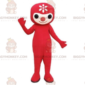 Disfraz de mascota BIGGYMONKEY™ Hombre rojo con flor en la