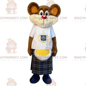 Braune Maus BIGGYMONKEY™ Maskottchenkostüm mit Kilt. Nagetier