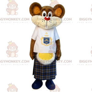 Fato de mascote de rato castanho BIGGYMONKEY™ com kilt. Traje