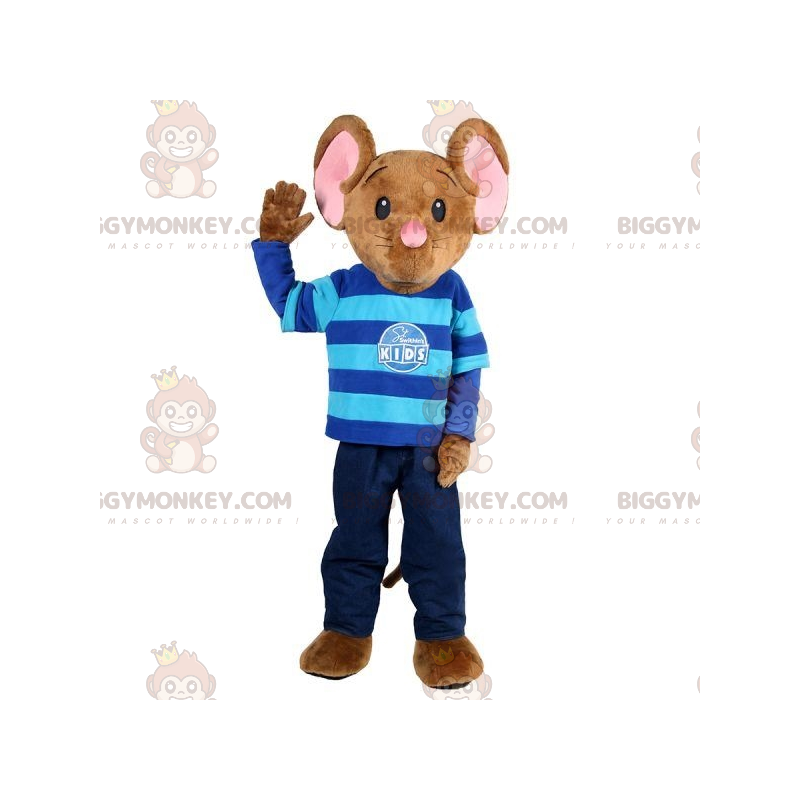 Costume da mascotte BIGGYMONKEY™ topo marrone e rosa con abito