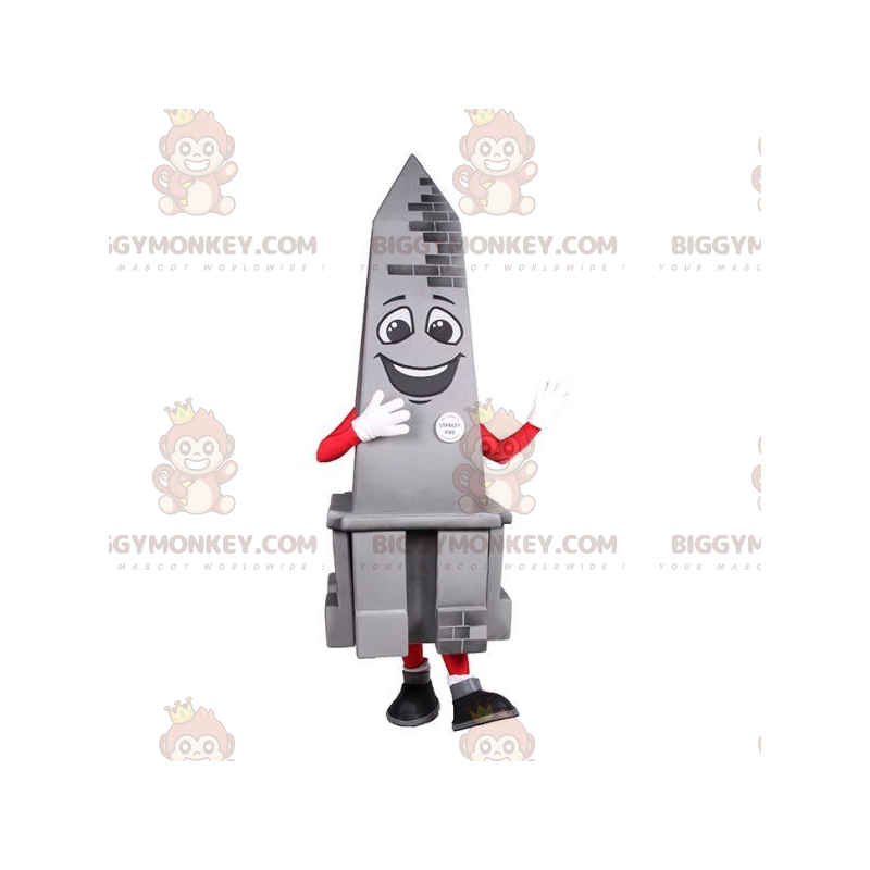 Smiling Gray Obelisk Monument BIGGYMONKEY™ Mascot Costume -