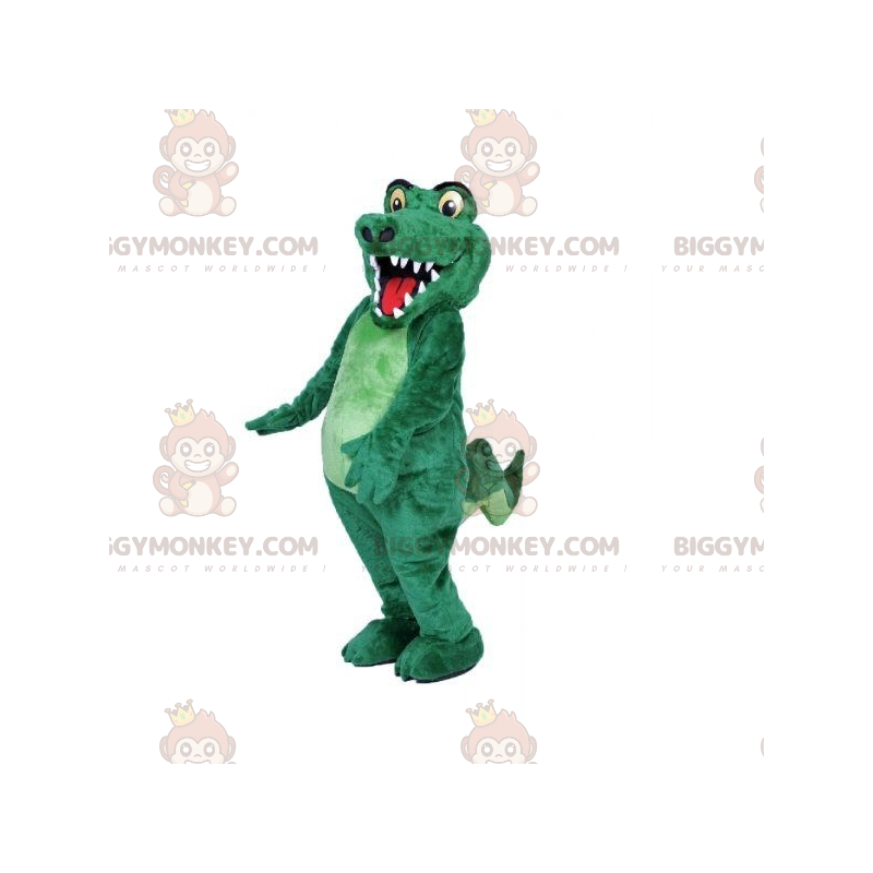 Costume mascotte BIGGYMONKEY™ coccodrillo verde completamente