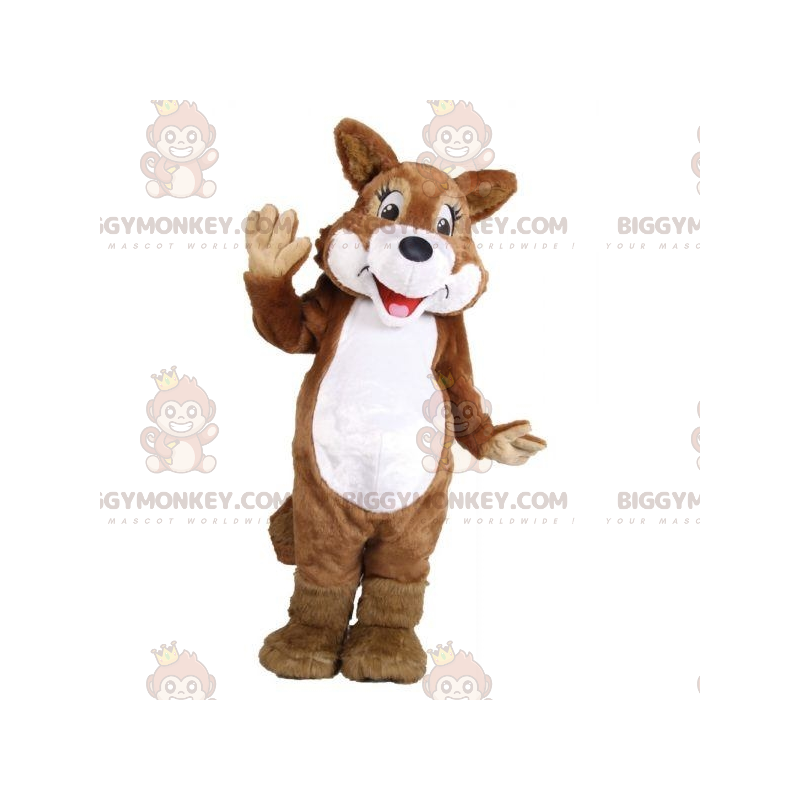 Στολή μασκότ BIGGYMONKEY™ Dog Dog Fox Brown and White Wolf -