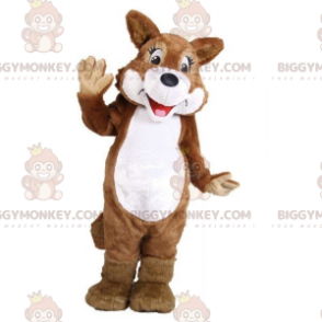 Brauner und weißer Wolf Hund Fuchs BIGGYMONKEY™ Maskottchen