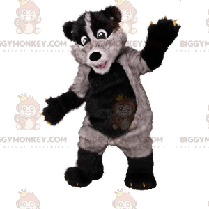Κοστούμι μασκότ με τριχωτό γκρι και μαύρο Polecat BIGGYMONKEY™