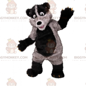 Harige grijze en zwarte bunzing BIGGYMONKEY™ mascottekostuum -